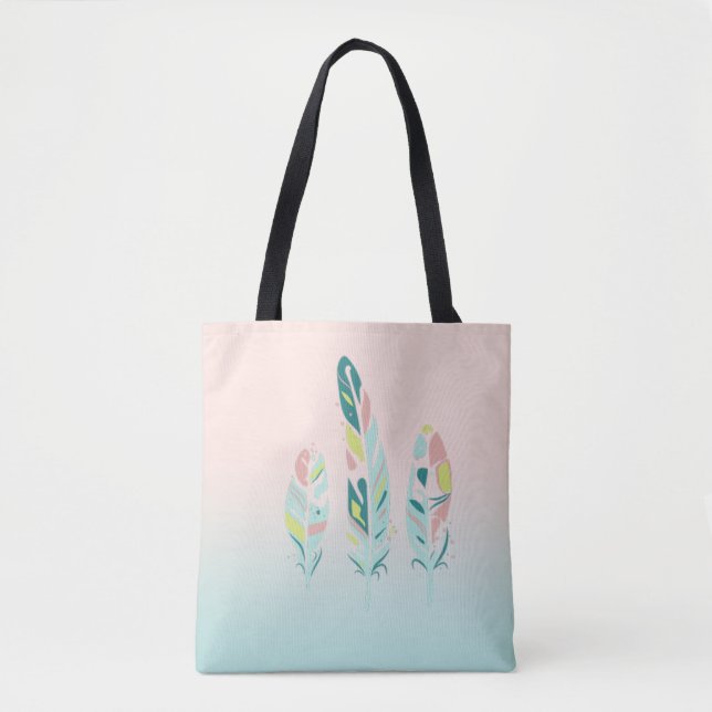 Adorable Cute  Modern Girly Feathers Tote Bag (Front)