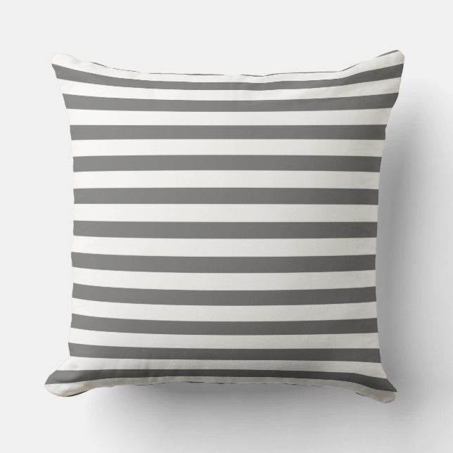 Adorable cute modern stripes white grey trendy cushion (Front)
