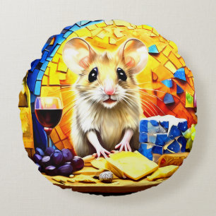 Adorable Cute Mouse Printed Round Cushion