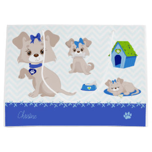 Adorable Cute Mummy Dog with Puppies Kid Large Gift Bag
