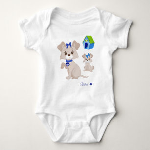 Adorable Cute Mummy Dog with Puppy Baby Bodysuit