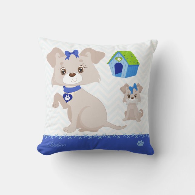 Adorable Cute Mummy Dog with Puppy Cushion (Front)