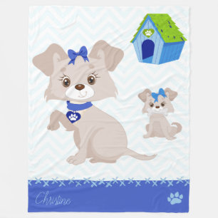 Adorable Cute Mummy Dog with Puppy Fleece Blanket