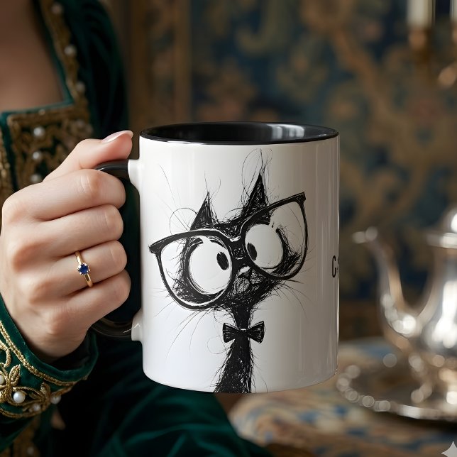 Adorable Cute Nerd Cat with Glasses Coffe Mug (Creator Uploaded)