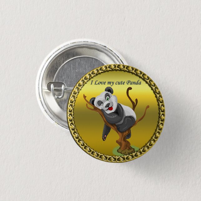 Adorable cute panda bear sleeping in a tree 3 cm round badge (Front & Back)
