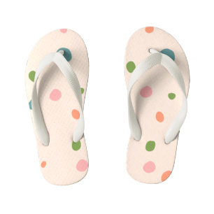 Adorable cute polka dots modern pink green blue kid's flip flops