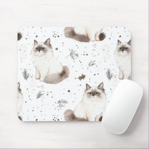 Adorable Cute Ragdoll Cat Winter  Mouse Mat