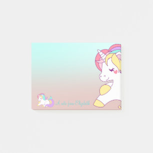 Adorable Cute Rainbow Unicorn, Ombre -Personalised Post-it Notes