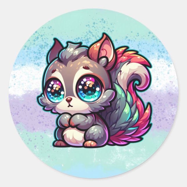 Adorable Cute Squirrel  Classic Round Sticker (Front)