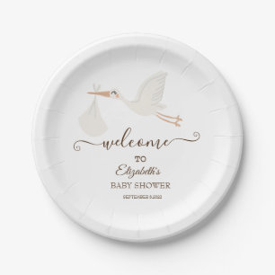 Adorable Cute Stork Paper Plate