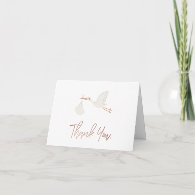 Adorable Cute Stork   Thank You Card (Front)