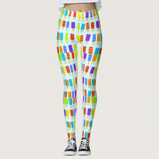 Adorable cute summer popsicles icecream kawaii  leggings (Front)
