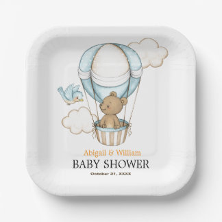 Adorable Cute Teddy Bear Baby Shower Party Paper Plate