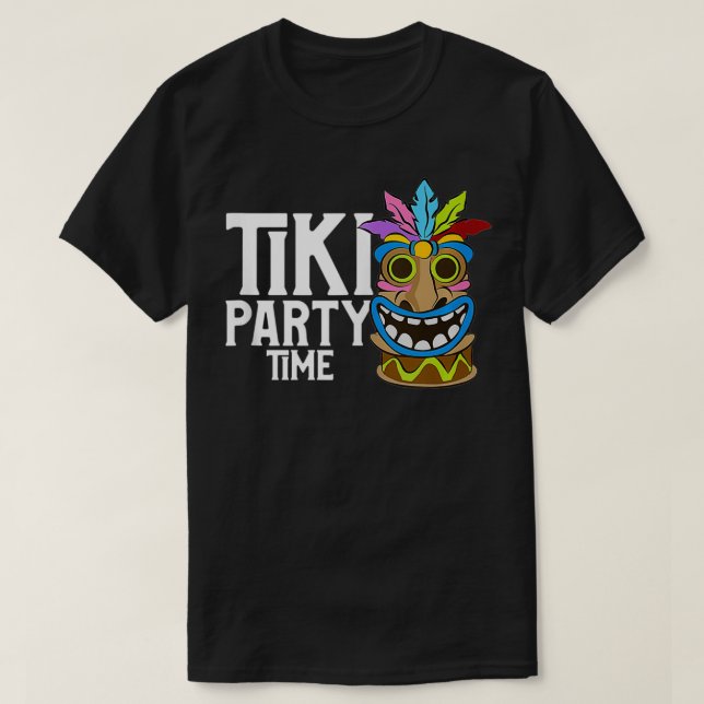 Adorable & Cute Tiki Party Time Island Luau Themed T-Shirt (Design Front)