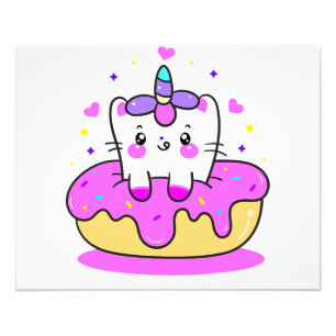 adorable cute unicorn kitty cat kitten donut girl photo print