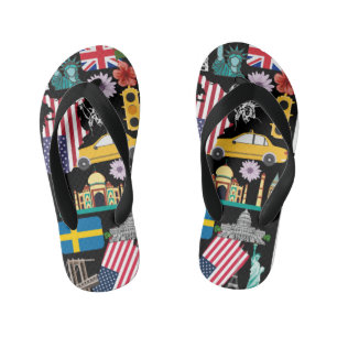 Adorable cute unique designe pattern usa flag chic kid's flip flops