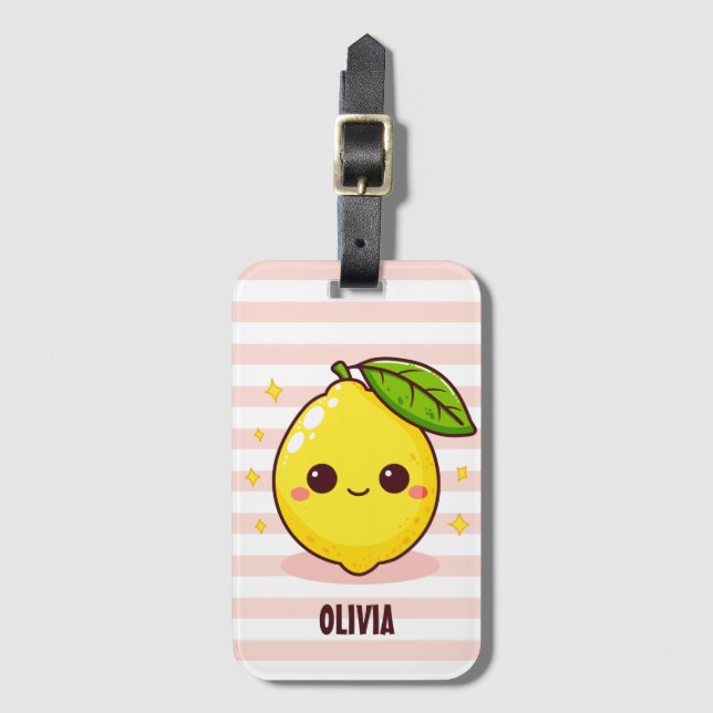 Adorable Cute Yellow Lemon Personalised Luggage Tag (Front Vertical)