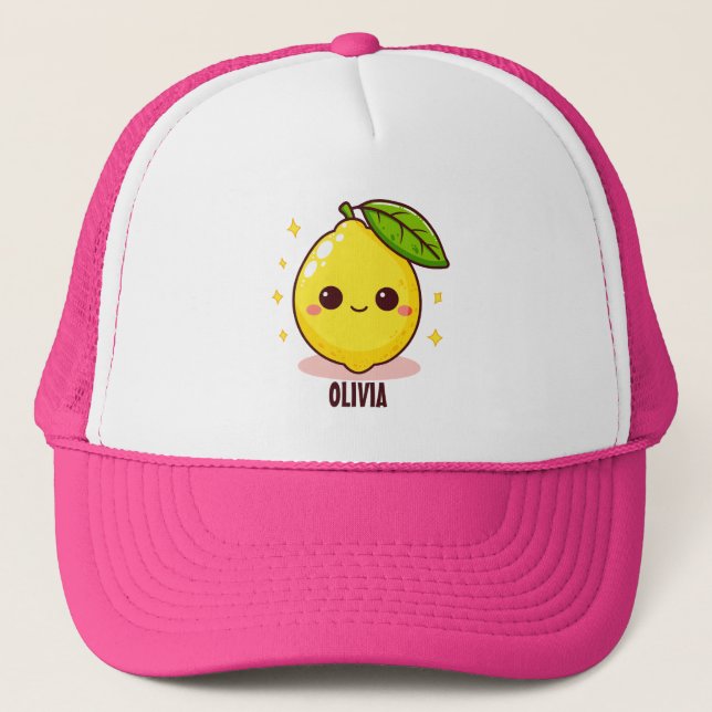 Adorable Cute Yellow Lemon Personalised Trucker Hat (Front)