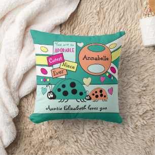 Adorable cutest niece ever ladybugs green orange cushion