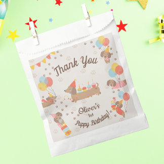 Adorable Dachshund Birthday Party Puppy Thank You Favour Bags