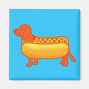 Adorable Dachshund Hot Dog Magnet