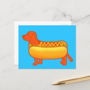 Adorable Dachshund Hot Dog Postcard