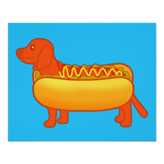 Adorable Dachshund Hot Dog Poster (Front)