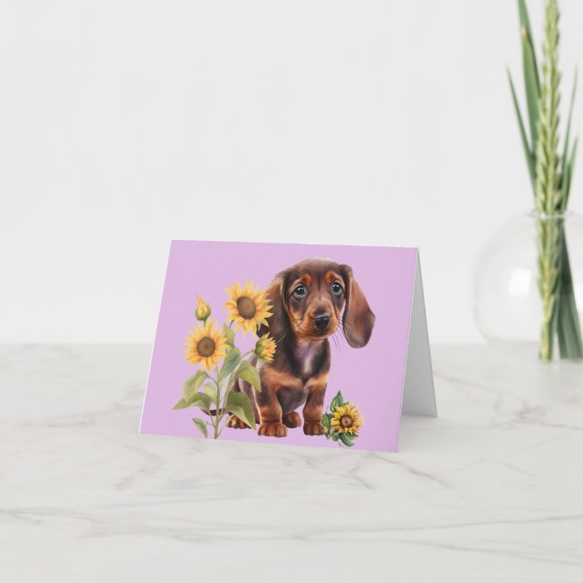 Adorable Dachshund Puppy Blank Greeting Card (Front)