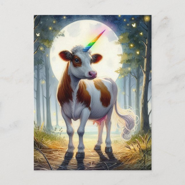 Adorable Dairy Cow Unicorn Postcard (Front)