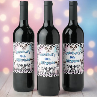 Adorable Dalmatian Birthday Wine Label Set