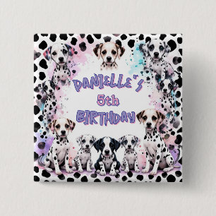 Adorable Dalmatian Puppies Birthday Watercolor 15 Cm Square Badge