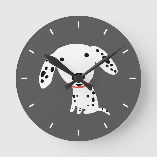 Adorable Dalmatian Puppy Dog Cute Animal Lover's Round Clock (Front)