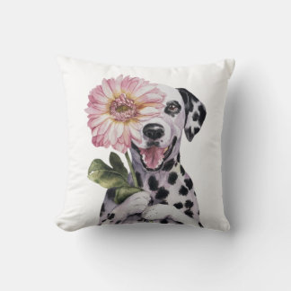 Adorable Dalmatian Watercolor  Illustration  Cushion