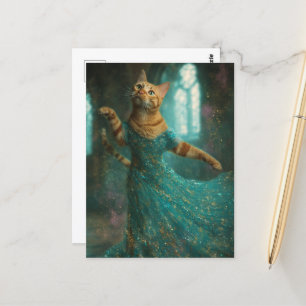 Adorable Dancing Ginger Cat Postcard