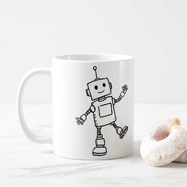 Adorable Dancing Robot Mug (With Donut)