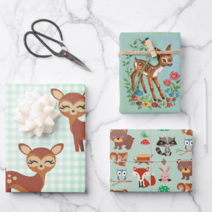 Adorable Deer and forest animals Wrapping Paper Sheet