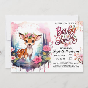 Adorable Deer Custom Baby Shower Invitation