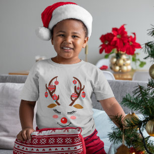 Adorable Deer Face with Ornaments on Antlers, ZKOA Toddler T-Shirt
