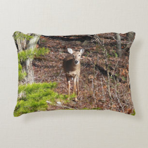 Adorable Deer in the Woods Nature Photography Decorative Cushion
