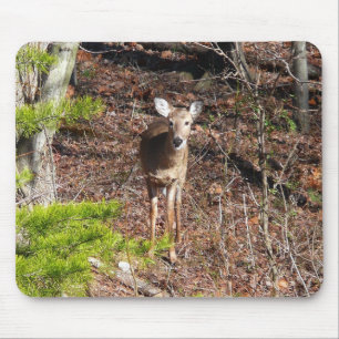 Adorable Deer in the Woods Nature Photography Mouse Mat