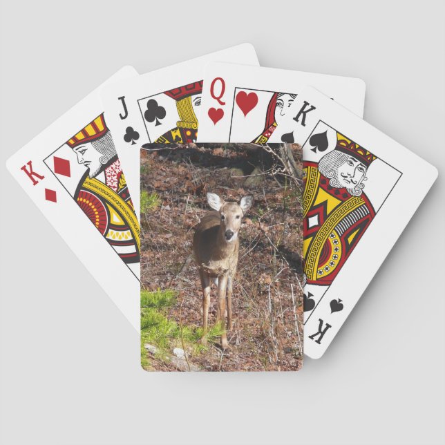 Adorable Deer in the Woods Nature Photography Playing Cards (Back)