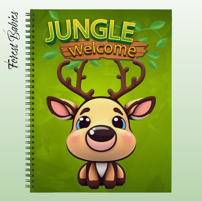 Adorable Deer Reindeer Doe Fawn Cartoon Graphic 🦌 Notebook (Cute Deer Notebook, Woodland Wildlife Animal Lover Stationery, Reindeer Graphic Fawn Character Doe🦌)