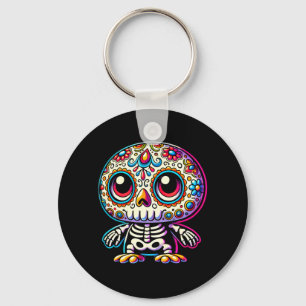 Adorable Día De Muertos Sugar Skull Penguin Day Of Key Ring