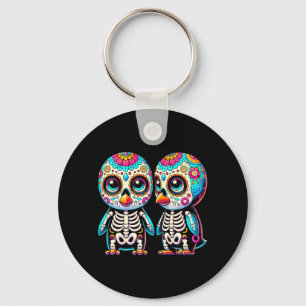 Adorable Día De Muertos Sugar Skull Penguin Day Of Key Ring