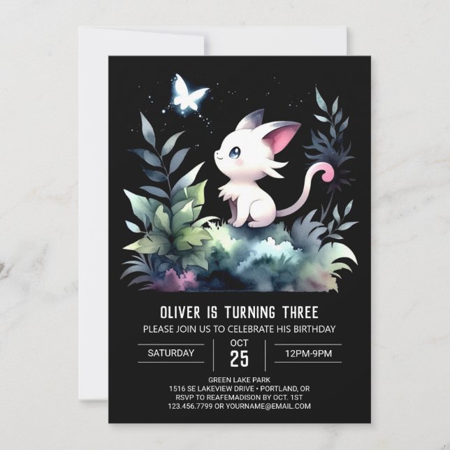 Adorable Digital Cat Birthday Invitation (Front)