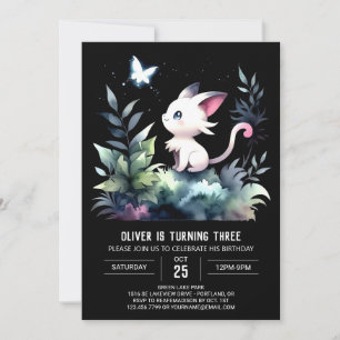 Adorable Digital Cat Birthday Invitation