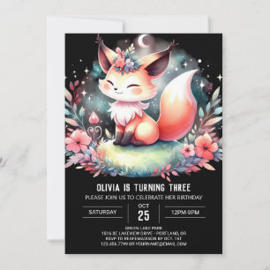  Adorable Digital Fox Birthday Invitation