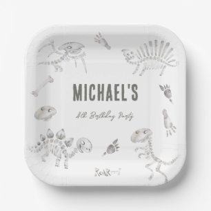 Adorable Dino Dig Birthday  Paper Plate