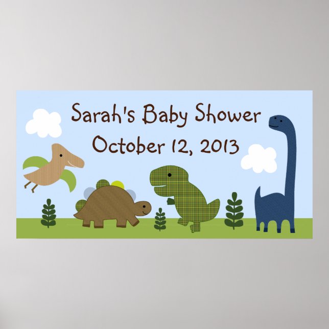 Adorable Dino/Dinosaurs Baby Shower Poster/Banner Poster (Front)