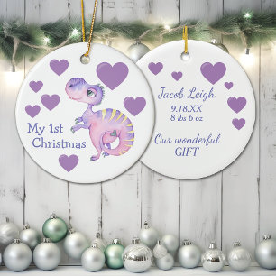 Adorable Dinosaur Baby First Christmas Ceramic Tree Decoration